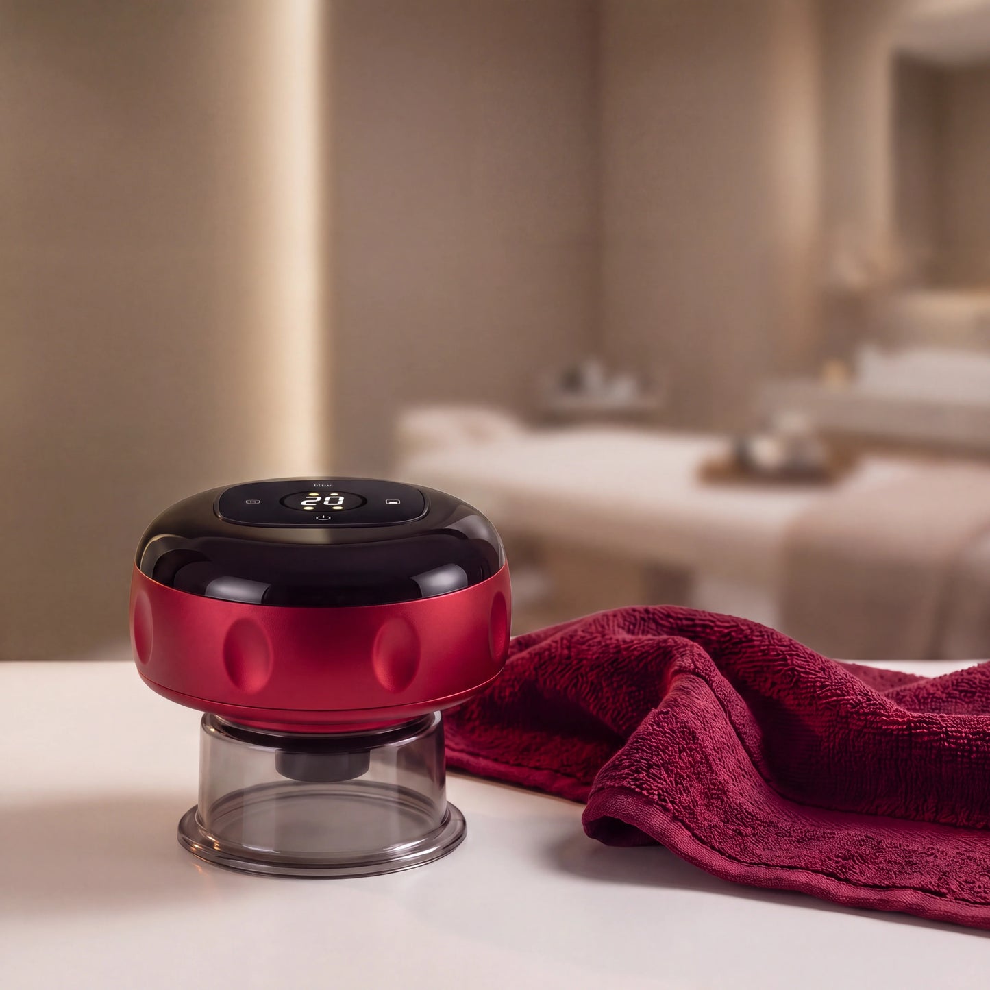 VitaCup-Pro auf einer Spa-Liege mit Handtuch